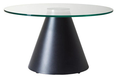 Azalea Clear Glass Round Coffee Table with Black Metal Base