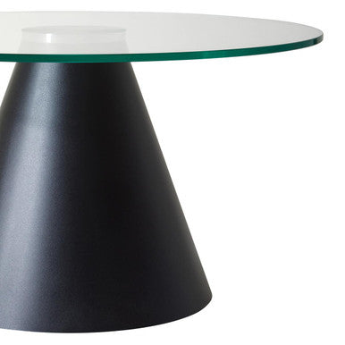 Azalea Clear Glass Round Coffee Table with Black Metal Base