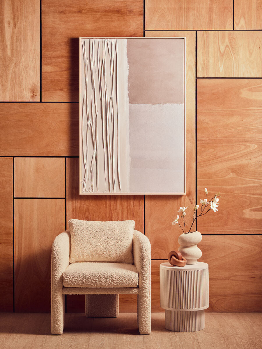 Walsa Whitewash Mango Wood Side Table with Ridge Detail