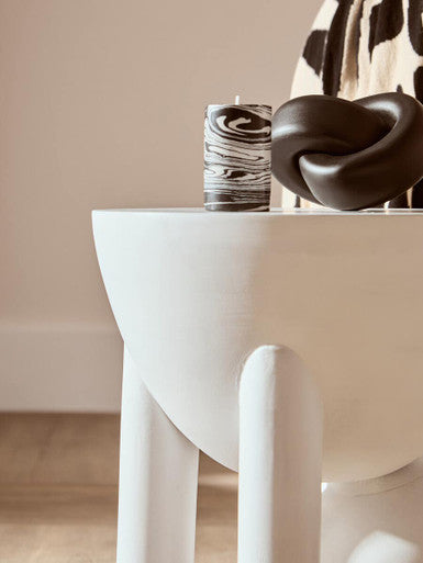 Walsa Whitewash Mango Wood Side Table with Ball Detail