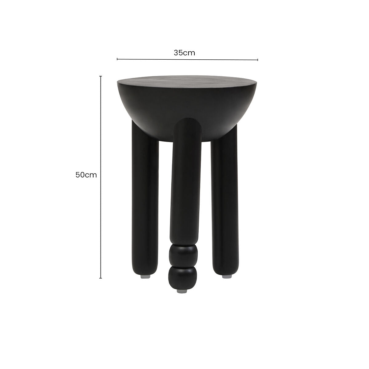 Walsa Black Finish Mango Wood Round Side Table