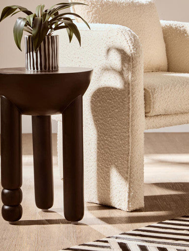Walsa Black Finish Mango Wood Round Side Table