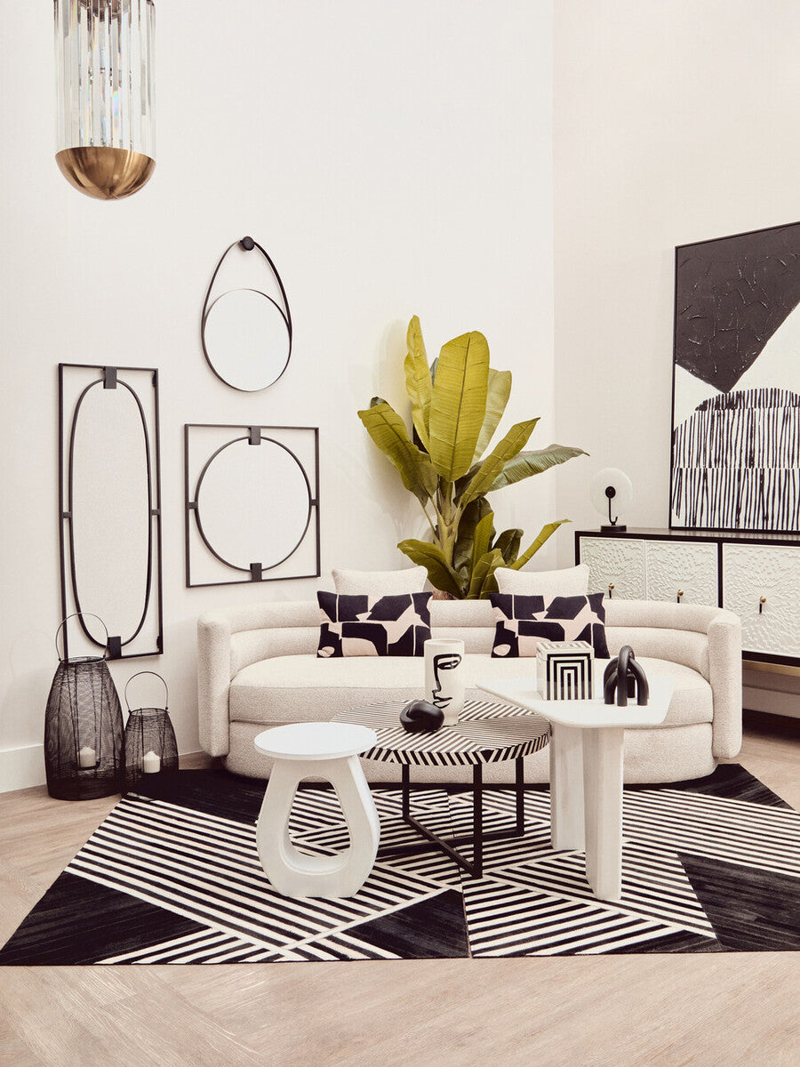 Walsa Whitewash Mango Wood Side Table with Cutout Detail