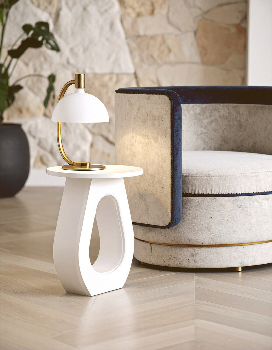Walsa Whitewash Mango Wood Side Table with Cutout Detail