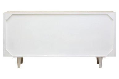 Sita Whitewash Carved Mango Wood 4 Door Sideboard