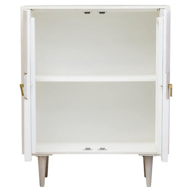 Sita Whitewash Carved Mango Wood 2 Door Cabinet