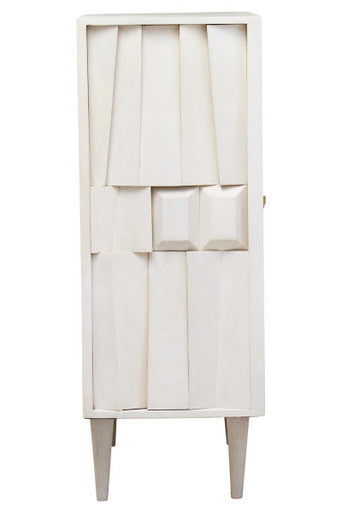 Sita Whitewash Carved Mango Wood 2 Door Cabinet