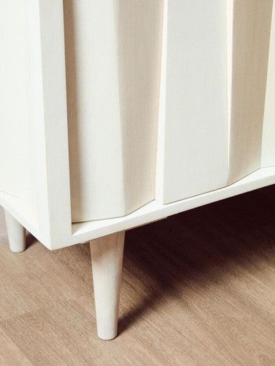 Sita Whitewash Carved Mango Wood 2 Door Cabinet