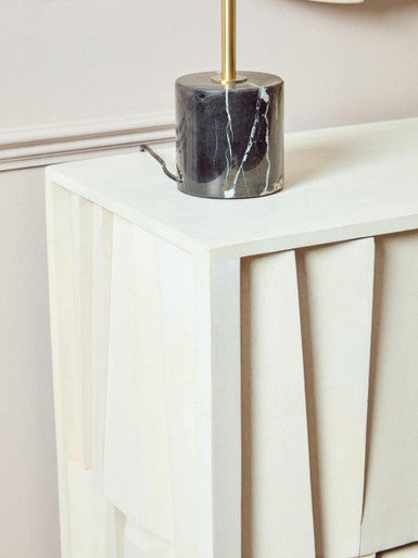 Sita Whitewash Carved Mango Wood 2 Door Cabinet