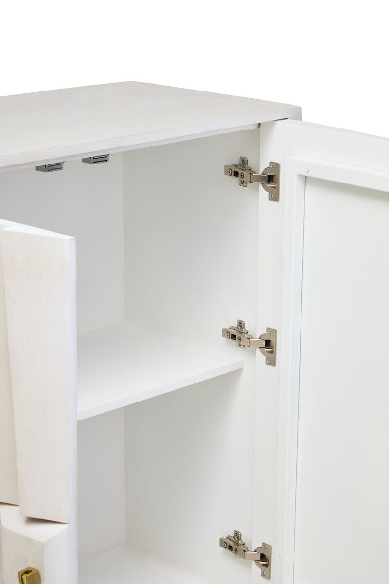 Sita Whitewash Carved Mango Wood 2 Door Cabinet