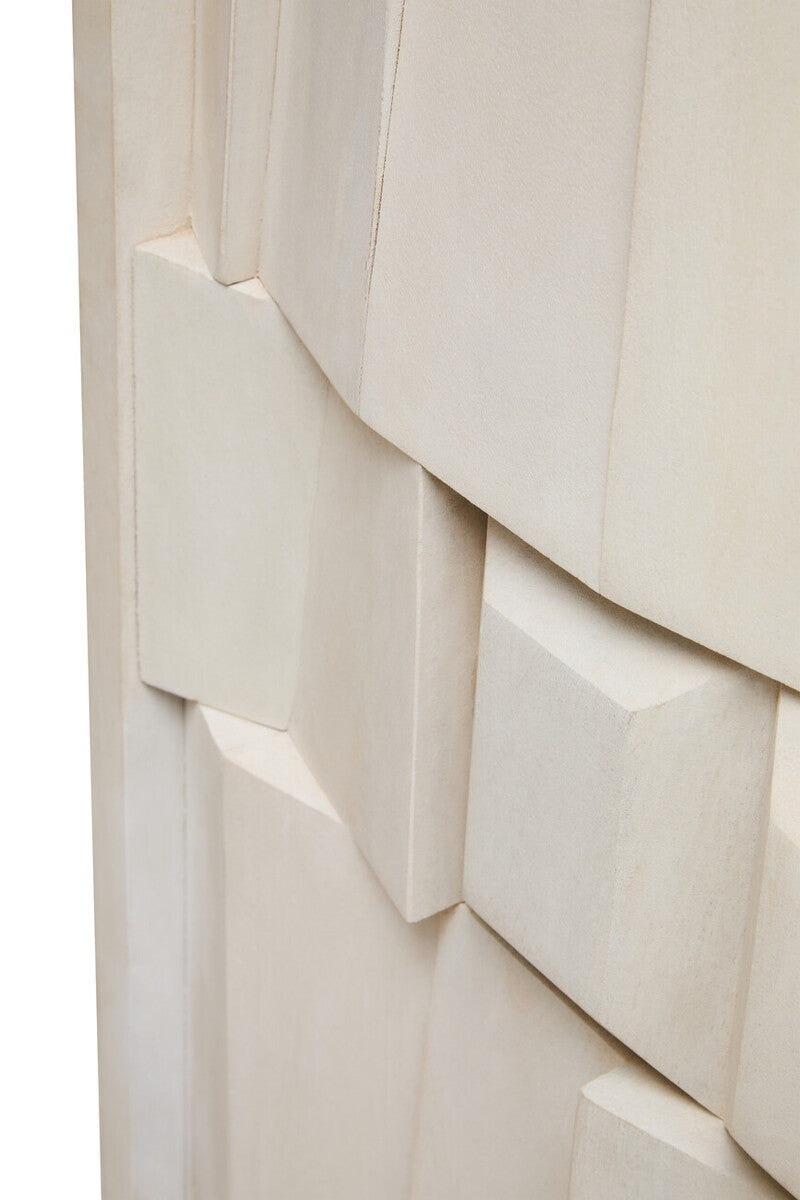Sita Whitewash Carved Mango Wood 2 Door Cabinet