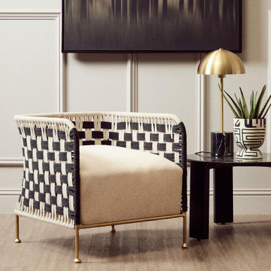 Satna Black and White Jute Rope Woven Chair