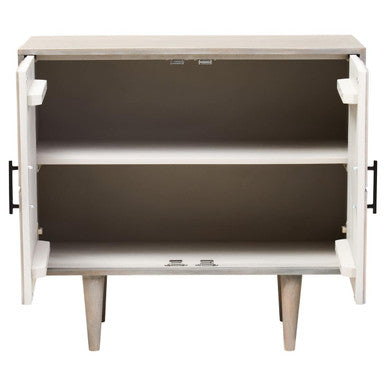 Satna Grey Wash Carved Mango Wood 2 Door Sideboard