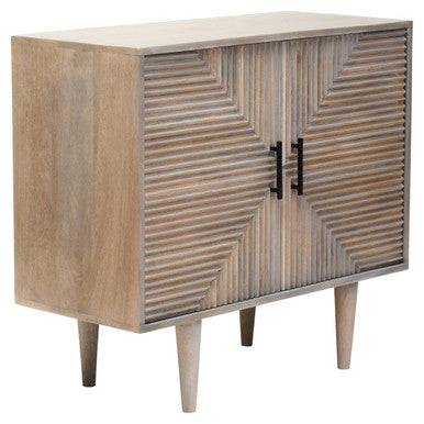 Satna Grey Wash Carved Mango Wood 2 Door Sideboard
