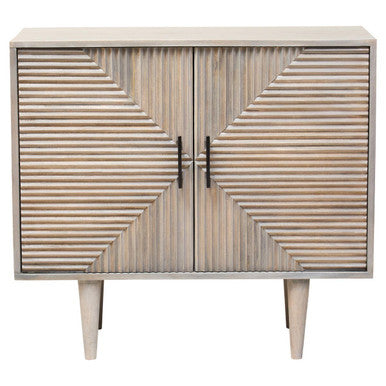 Satna Grey Wash Carved Mango Wood 2 Door Sideboard