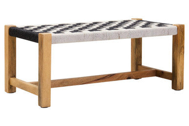 Satna Black and White Jute Woven Bench