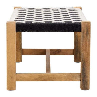 Satna Black and White Jute Woven Bench