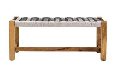 Satna Black and White Jute Woven Bench