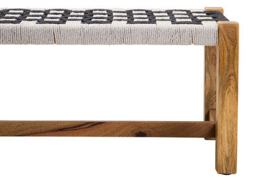 Satna Black and White Jute Woven Bench