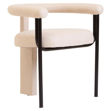 Perdoba Cream Textured Linen Dining Chair