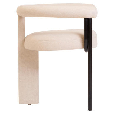 Perdoba Cream Textured Linen Dining Chair