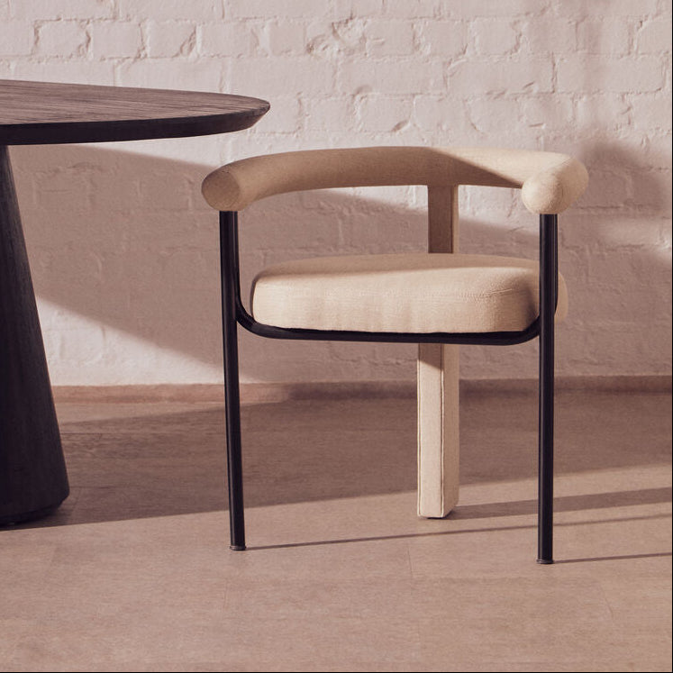 Perdoba Cream Textured Linen Dining Chair