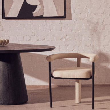 Perdoba Cream Textured Linen Dining Chair