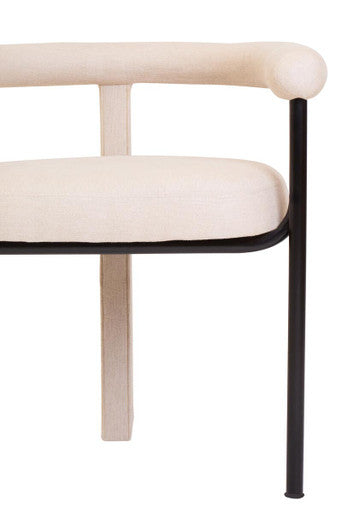 Perdoba Cream Textured Linen Dining Chair