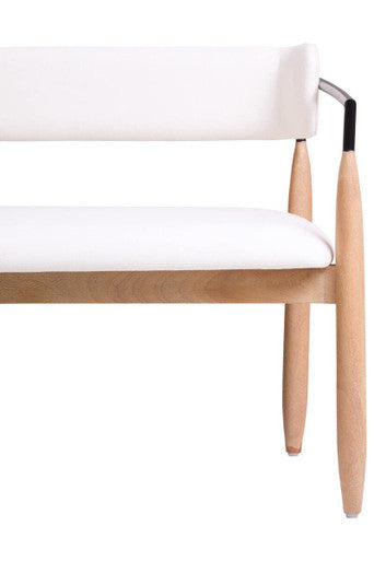 Persolo Cream Textured Fabric Dining Bench with Mango Wood Frame