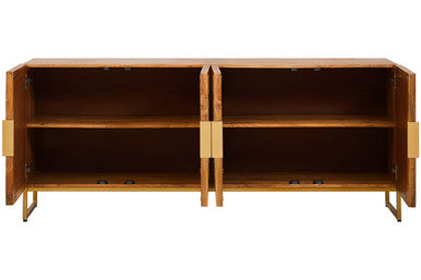 Teora Natural Mango Wood 4 Door Sideboard with Rope Detail