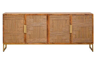 Teora Natural Mango Wood 4 Door Sideboard with Rope Detail