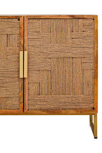 Teora Natural Mango Wood 4 Door Sideboard with Rope Detail
