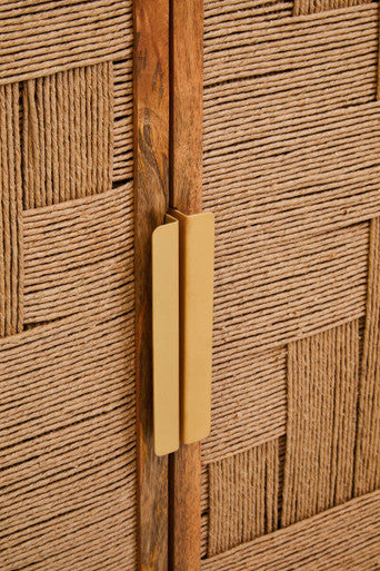 Teora Natural Mango Wood 4 Door Sideboard with Rope Detail