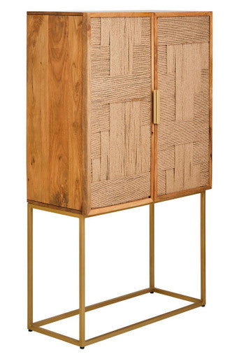 Teora Natural Mango Wood 2 Door Cabinet with Rope Detail