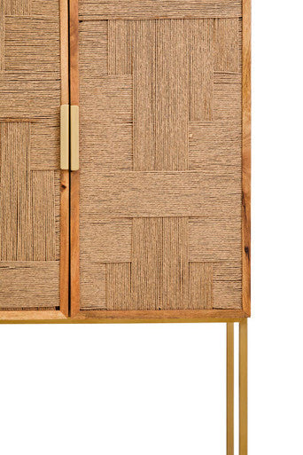 Teora Natural Mango Wood 2 Door Cabinet with Rope Detail
