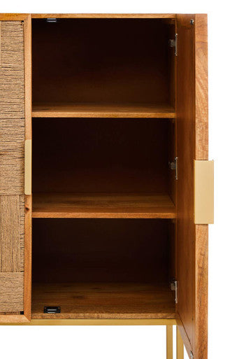 Teora Natural Mango Wood 2 Door Cabinet with Rope Detail