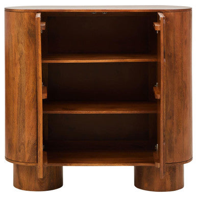 Torcino Natural Carved Mango Wood 2 Door Cabinet