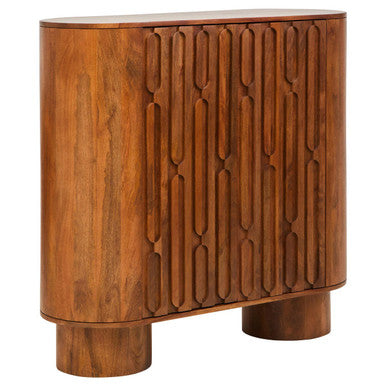 Torcino Natural Carved Mango Wood 2 Door Cabinet