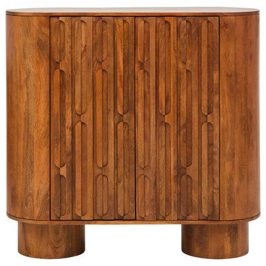 Torcino Natural Carved Mango Wood 2 Door Cabinet