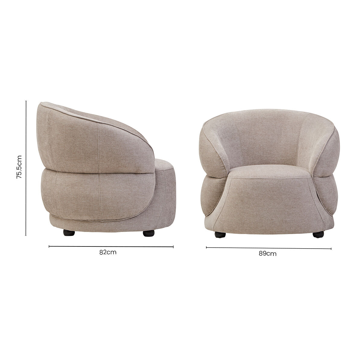 Daphne Taupe Chenille Effect Curved Chair