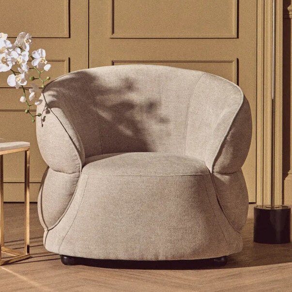 Daphne Taupe Chenille Effect Curved Chair