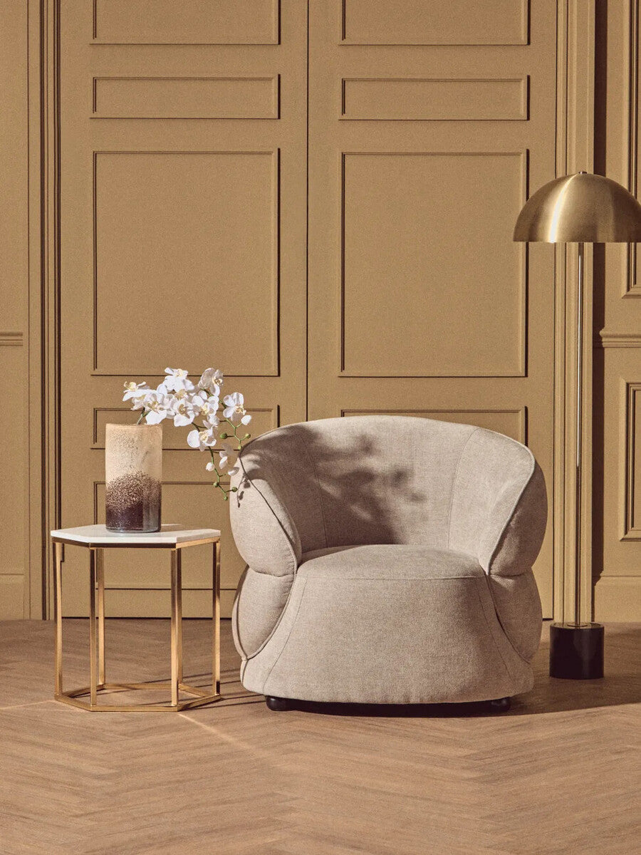 Daphne Taupe Chenille Effect Curved Chair