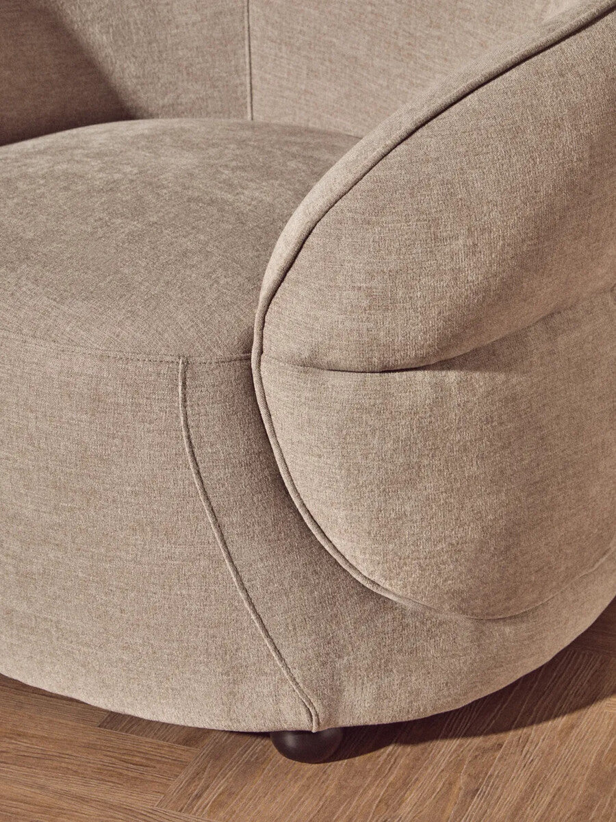 Daphne Taupe Chenille Effect Curved Chair