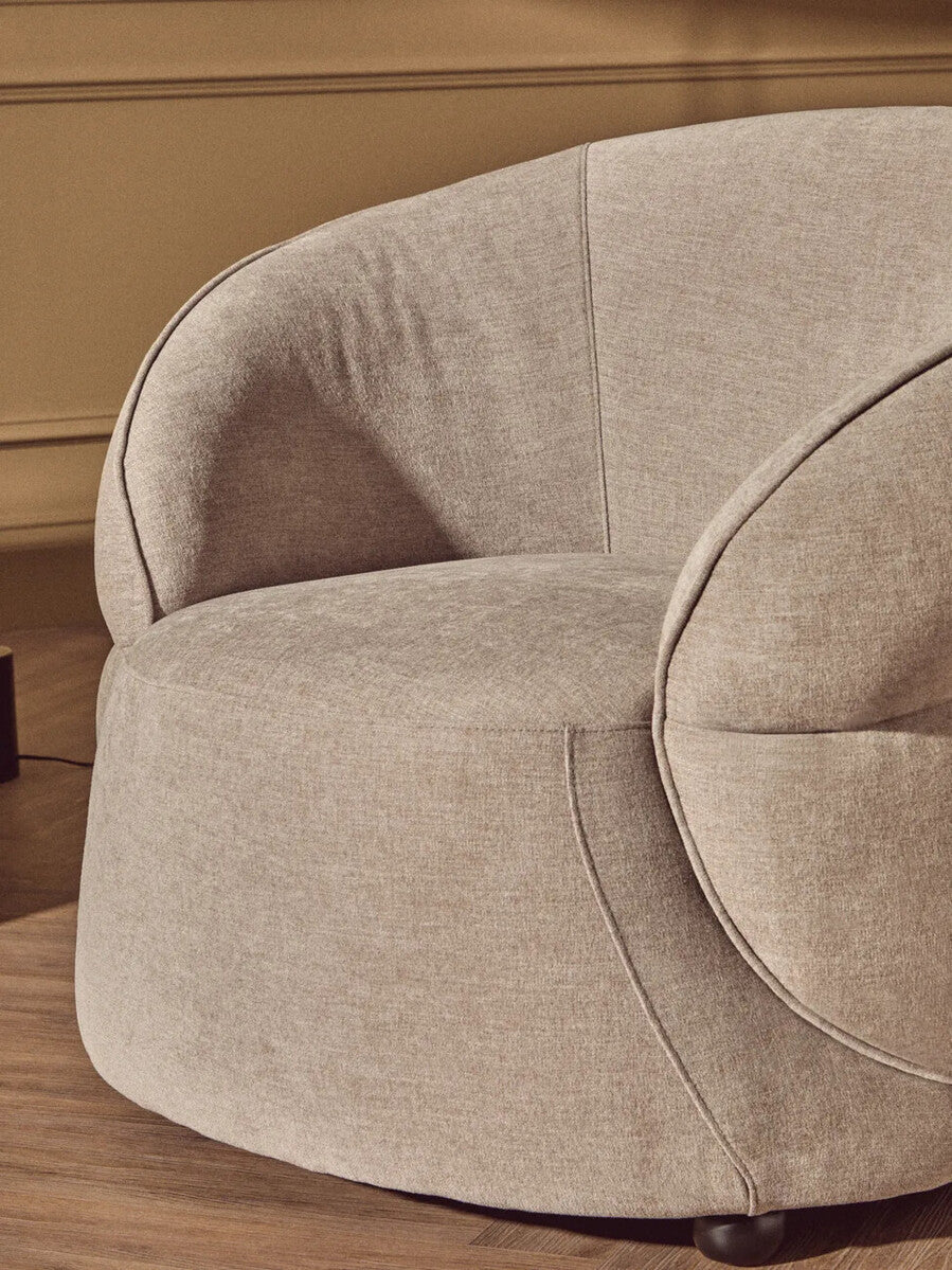 Daphne Taupe Chenille Effect Curved Chair
