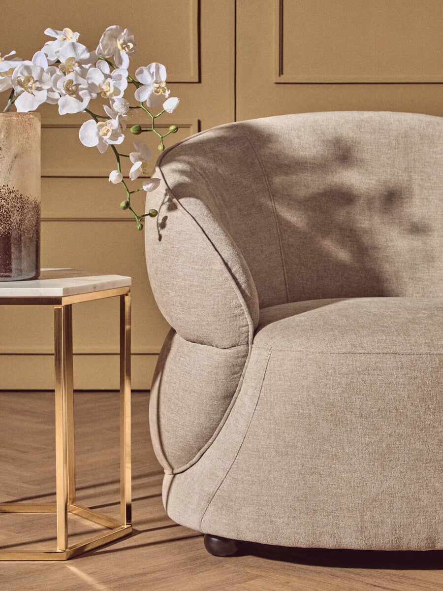 Daphne Taupe Chenille Effect Curved Chair