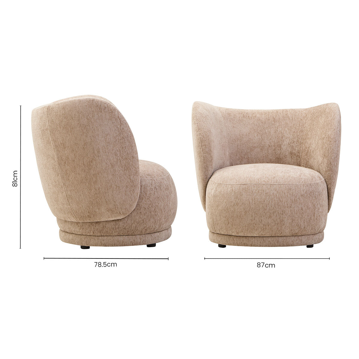 Delray Deep Stone Chenille Effect Curved Chair