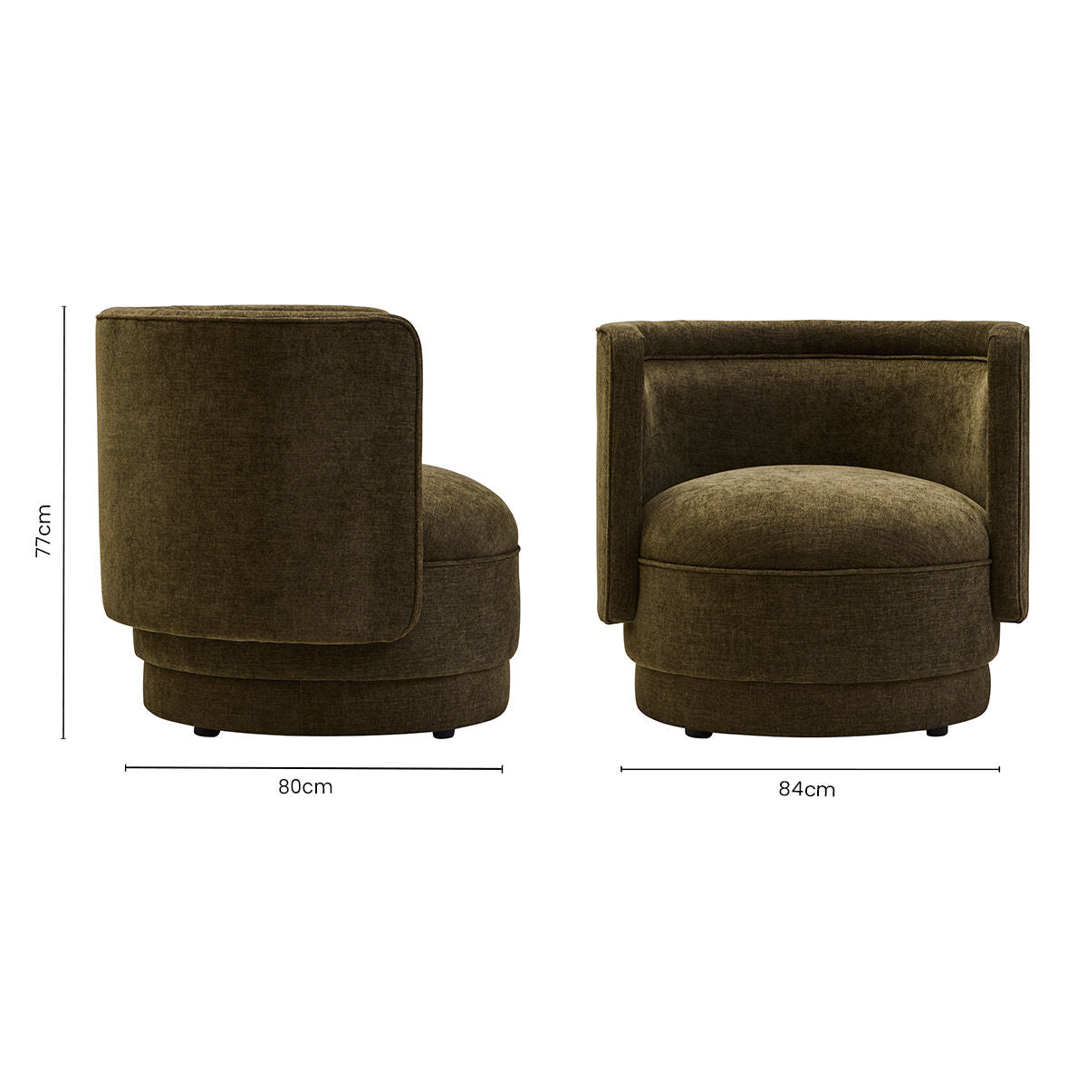Drake Forest Green Chenille Effect Curved Chair