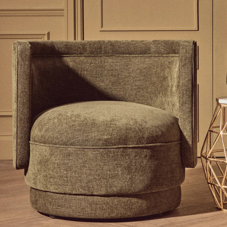 Drake Forest Green Chenille Effect Curved Chair