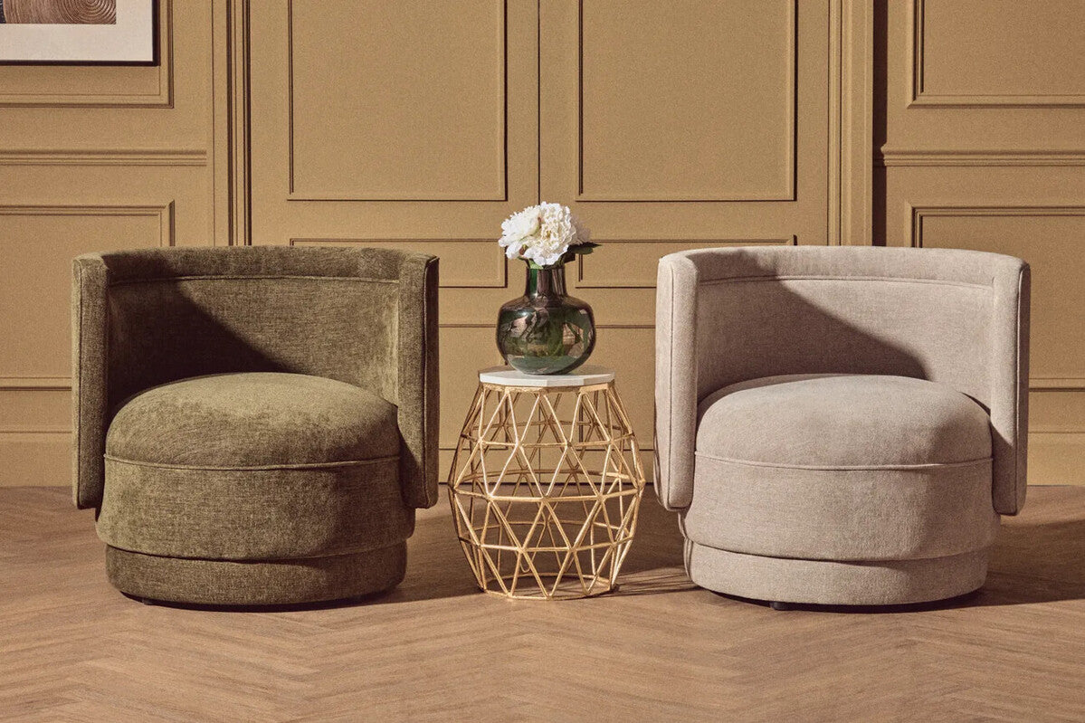 Drake Forest Green Chenille Effect Curved Chair