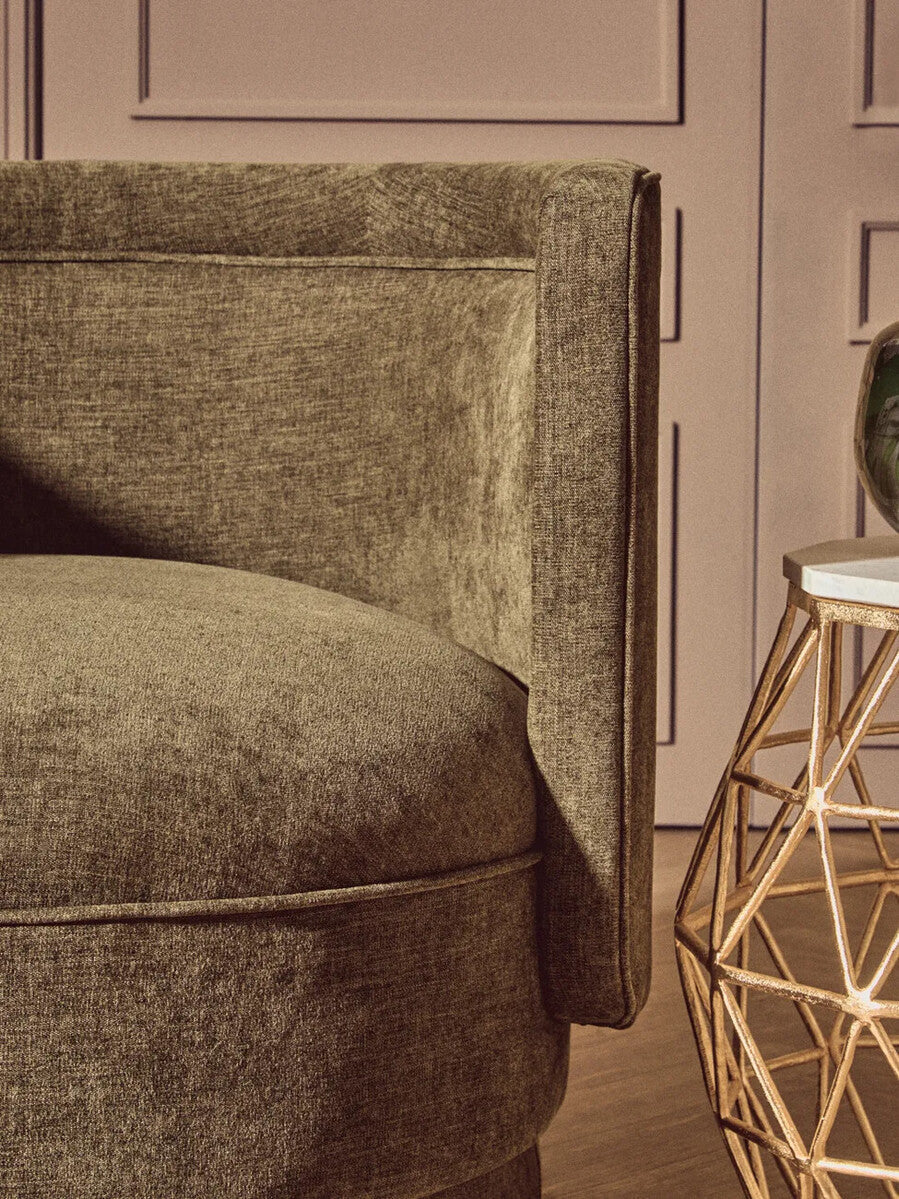 Drake Forest Green Chenille Effect Curved Chair